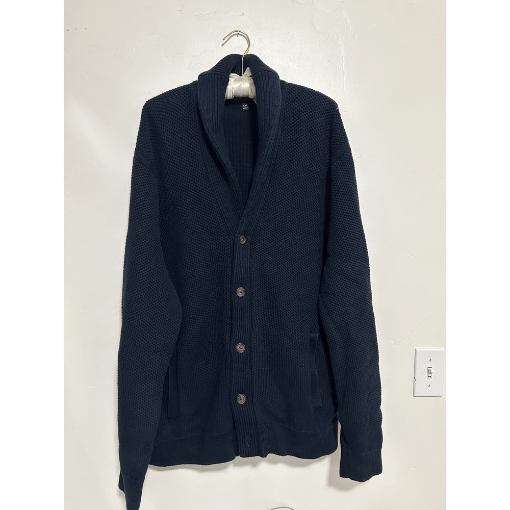 Banana Republic Honeycomb Cardigan Preppy Navy Shawl Collar Button Front XXL‎